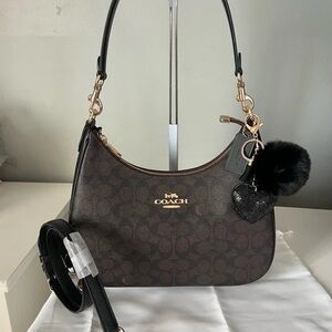 Coach Brown Shoulder Bag with Black Accents